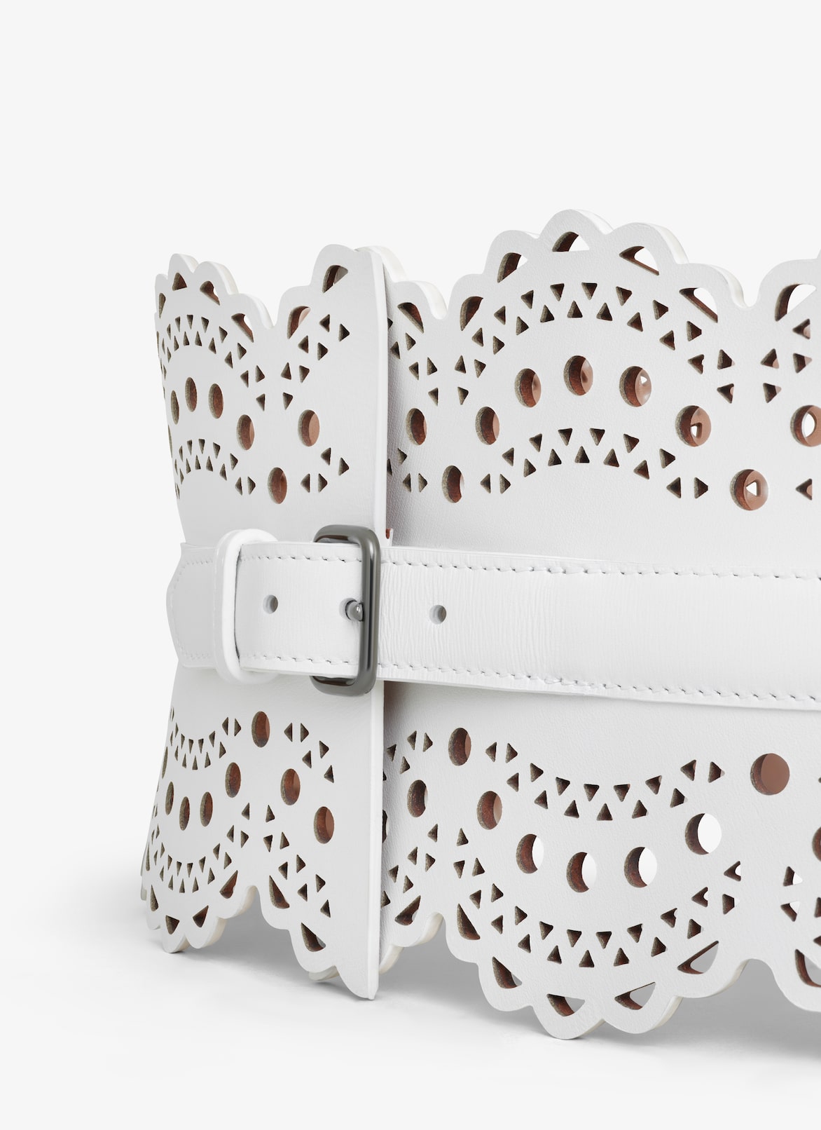 Bustier belt in vienne wave calfskin ALAÏA OPTIC WHITE BUSTIER BELT IN VIENNE WAVE CALFSKIN
